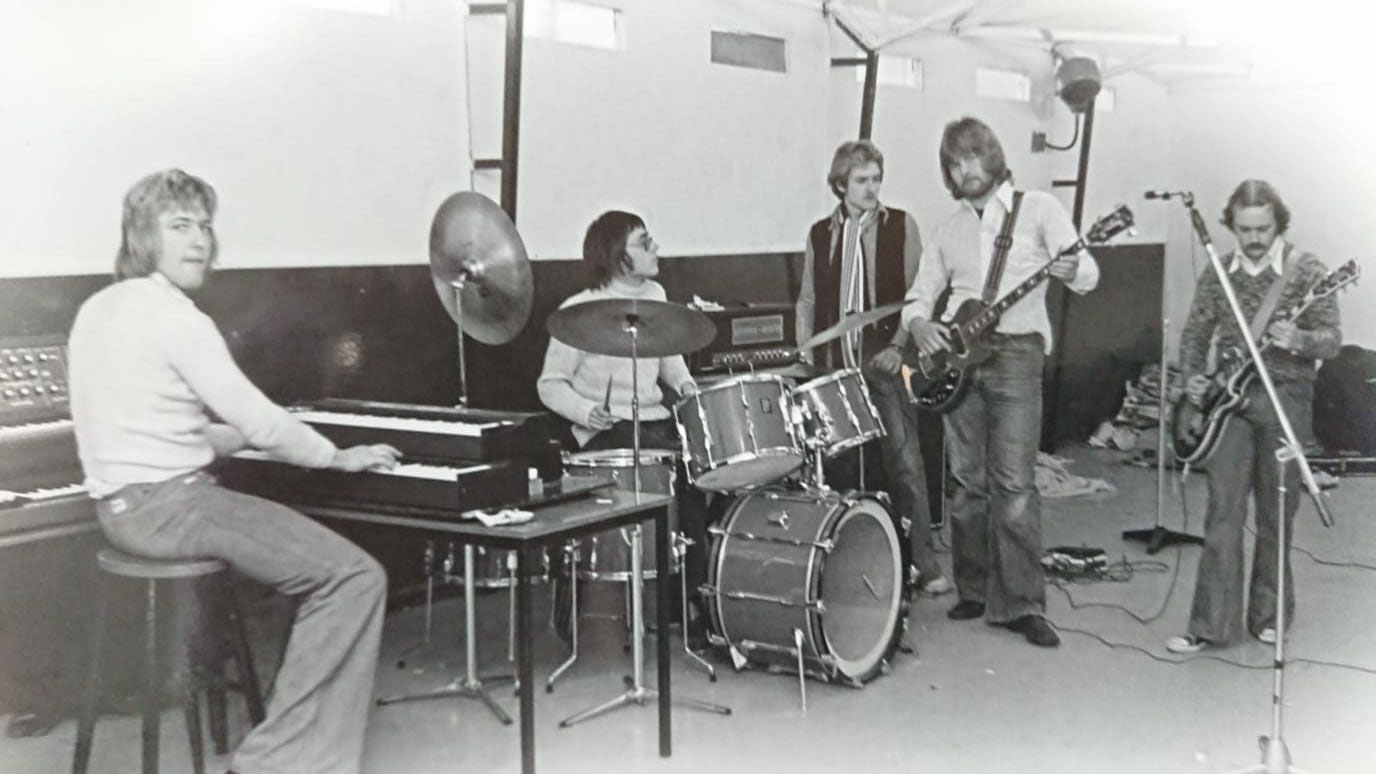 FTF rehearsal, circa 1977. Left to right: Phil, Kim, Keith, Ray, Paul.