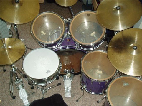 Kim bought the basic four-drum kit set up in 1974